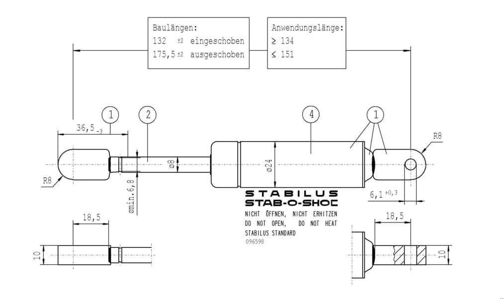 Bild von Stabilus 1085KO DÄMPFERN STAB-O-SHOC DÄMPFER