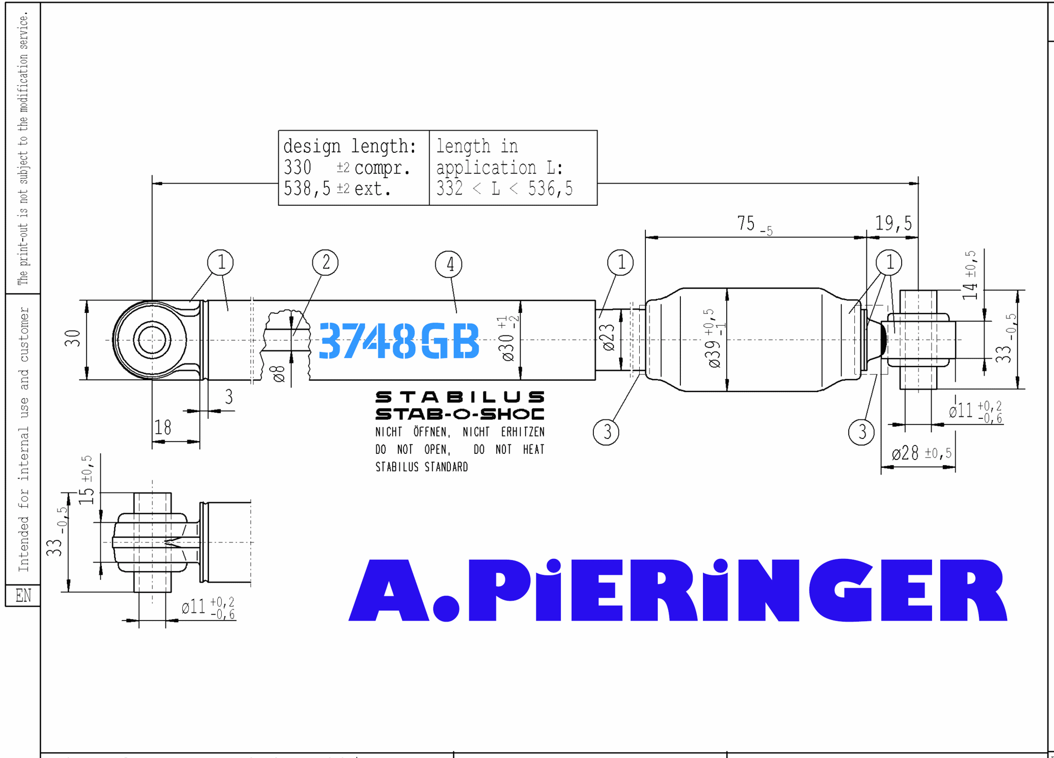 Bild von Stabilus 3748GB DÄMPFERN STAB-O-SHOC DÄMPFER